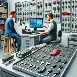 Atelier de programmation de clés de voiture.