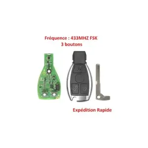 cle-telecommande-mercedes-fsb3-classe-a-b-c-e-s-ml-clk-vito-sprinter Clé de voiture électronique 433MHz, trois boutons.